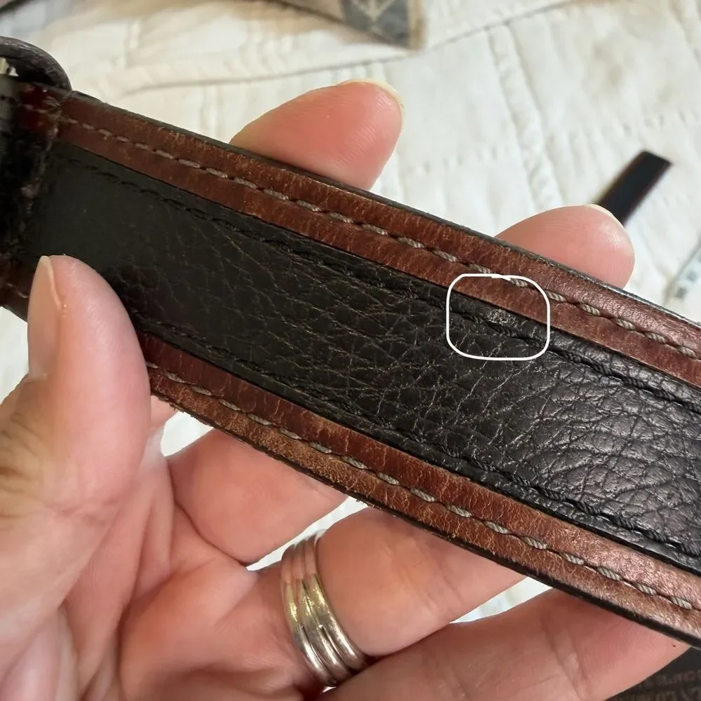 Allen Edmonds Belt Men 40 Brown Black Leather Pebble Grain Buckle Made USA